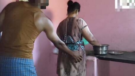 Aunty was working in the kitchen when I had sex with her