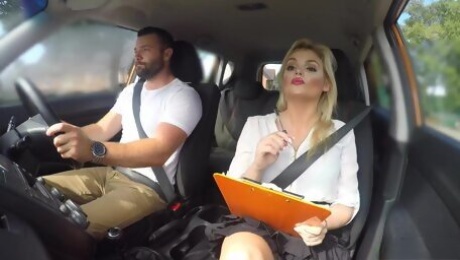 Fake Driving School - Big Facial Finish For Posh Examiner 1 - Katy Jayne